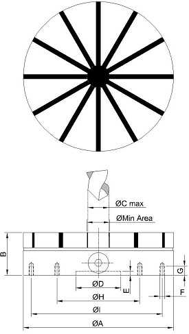 Line Diagram of Radial Pole Chuck